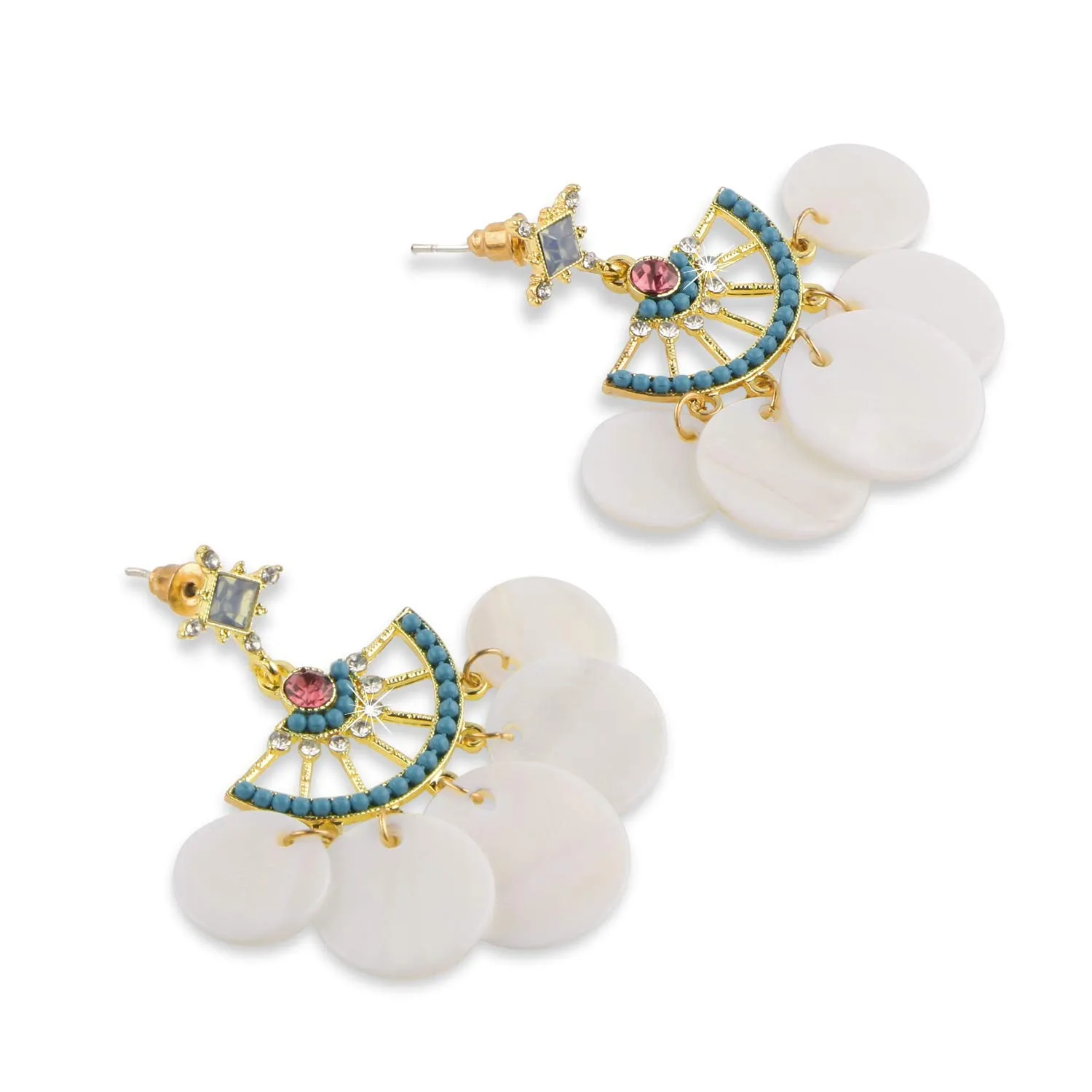 Yellow Chimes Latest Stylish Shell Crystal White Earrings for Women & Girls